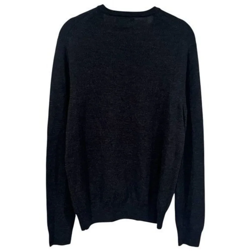 Express‎ Charcoal Extra Fine Merino Wool V-Neck Long Sleeve Cabin Cozy Holiday M
